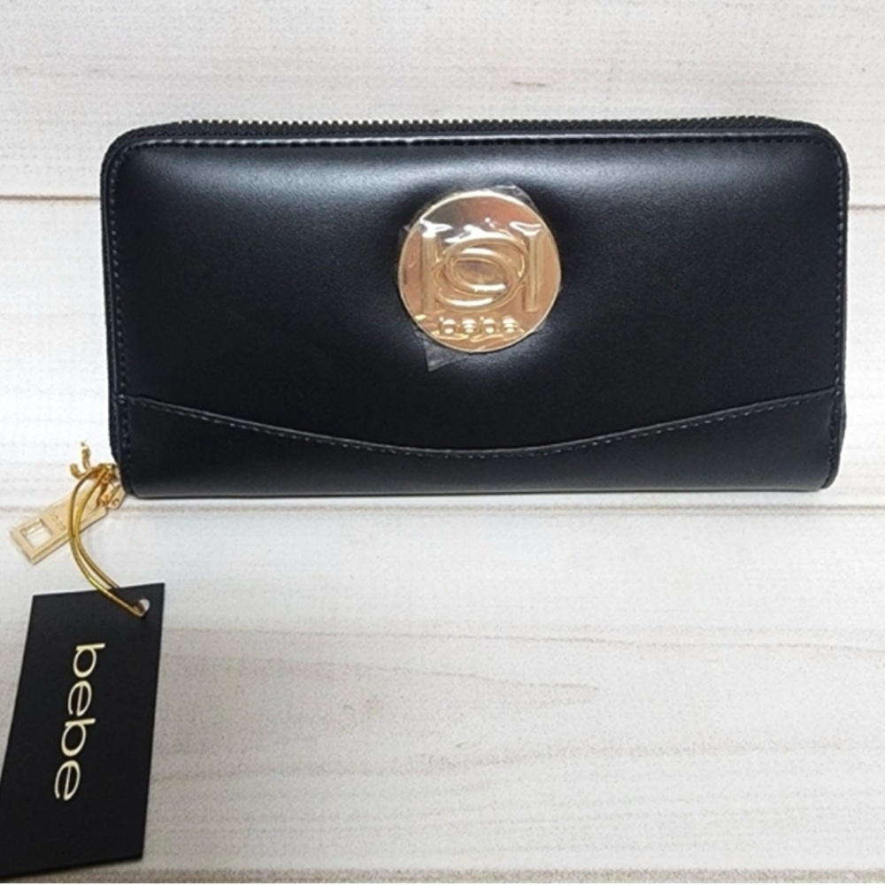 Bebe Melendy Zip Around Wallet Brand New in Bag, Tag (no box) Black